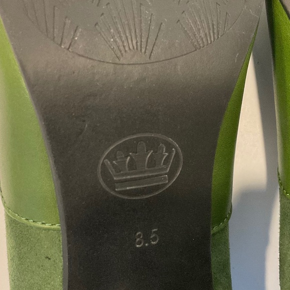ROYAL VINTAGE Greta Reproduction 30’s/40’s Green Leather/Suede Heels Size 8.5 - Picture 10 of 13